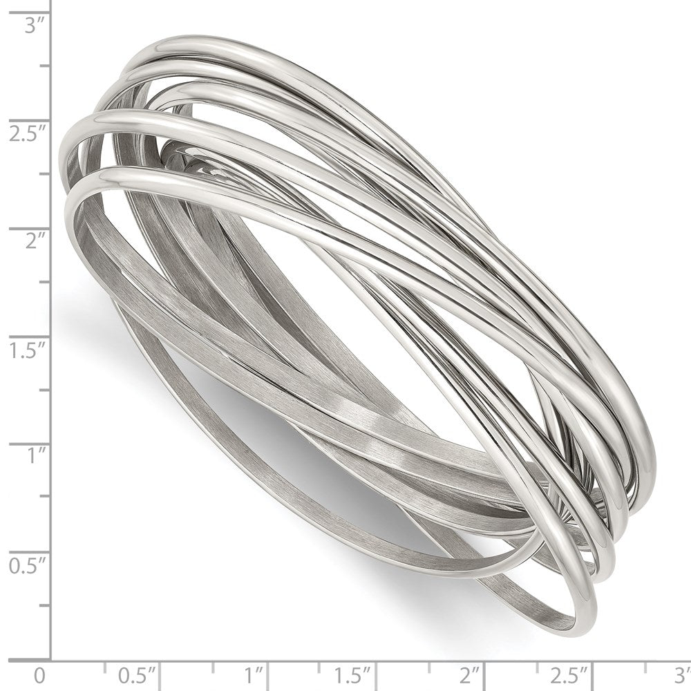 Edelstahl Chisel Poliert 9 Stück Set Of Intertwined Bangles