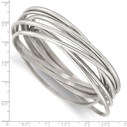 Edelstahl Chisel Poliert 9 Stück Set Of Intertwined Bangles