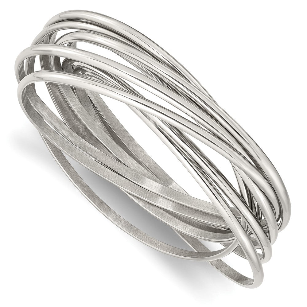 Edelstahl Chisel Poliert 9 Stück Set Of Intertwined Bangles