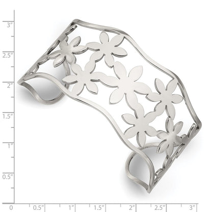 Edelstahl Chisel Poliert Blumen Manschette Armreif