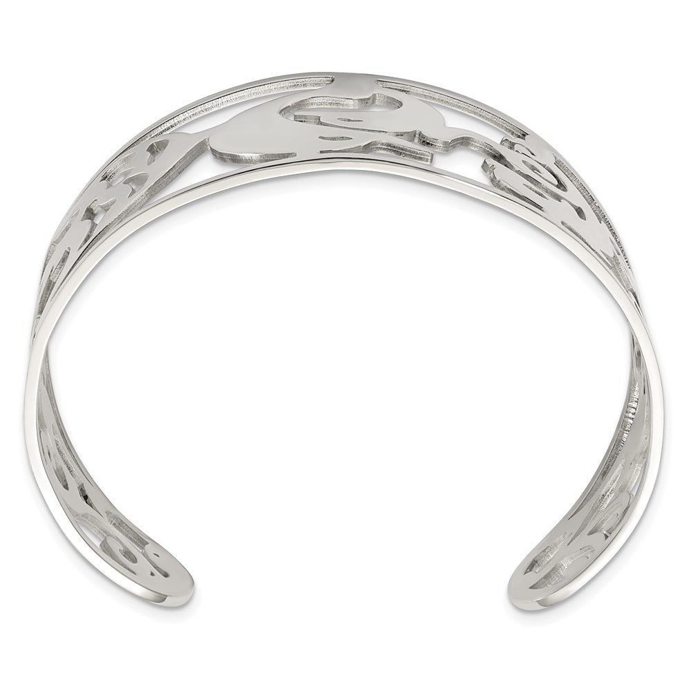 Edelstahl Chisel Poliert Dolphins Manschette Armreif