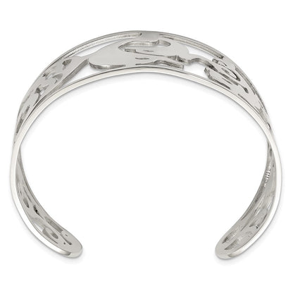 Edelstahl Chisel Poliert Dolphins Manschette Armreif