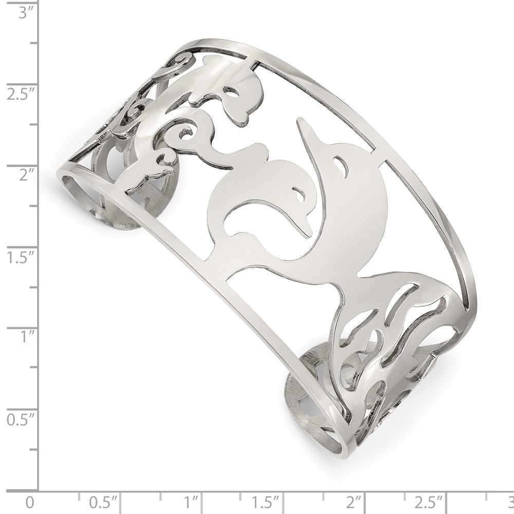 Edelstahl Chisel Poliert Dolphins Manschette Armreif