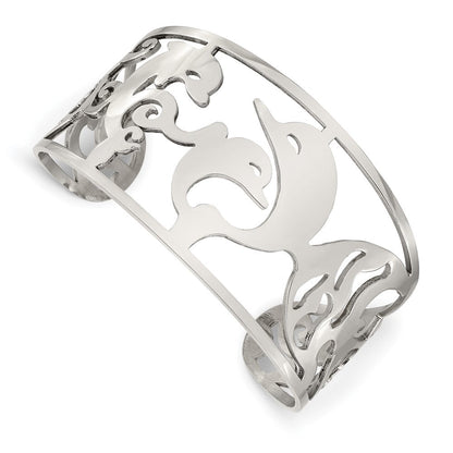 Edelstahl Chisel Poliert Dolphins Manschette Armreif