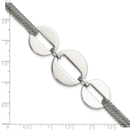 7.5 Zoll Edelstahl Poliert Kreise 7.5 Zoll Multistrand Armband