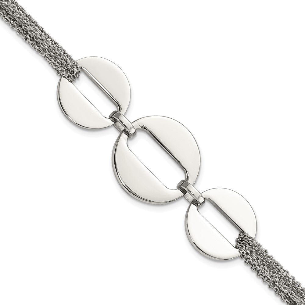7.5 Zoll Edelstahl Poliert Kreise 7.5 Zoll Multistrand Armband