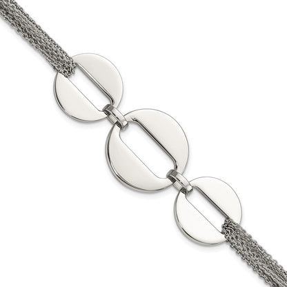 7.5 Zoll Edelstahl Poliert Kreise 7.5 Zoll Multistrand Armband