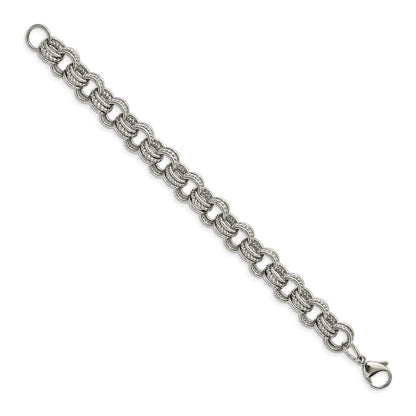 Edelstahl Chisel Poliert und Strukturiert Multi Glieder Gliederarmband