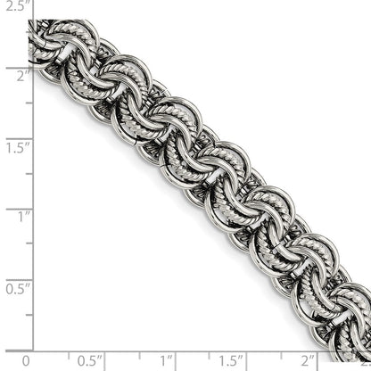 Edelstahl Chisel Poliert und Strukturiert Multi Glieder Gliederarmband