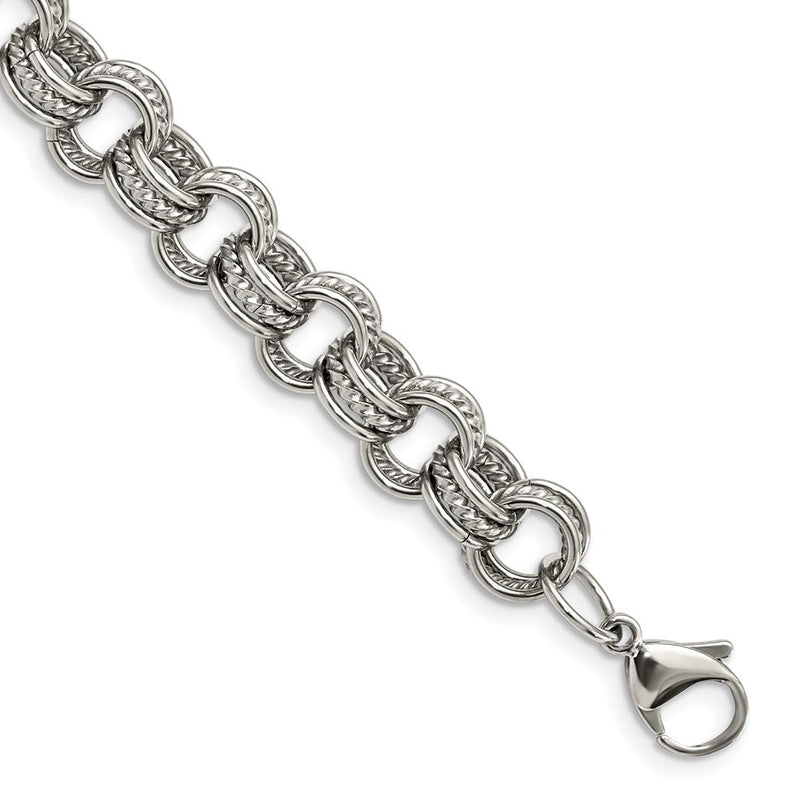 Edelstahl Chisel Poliert und Strukturiert Multi Glieder Gliederarmband