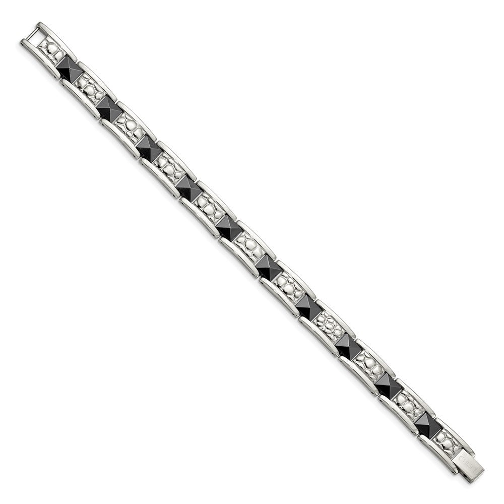 Edelstahl Chisel Poliert und Strukturiert Schwarz Ip-beschichtet 8.5 Zoll Glieder Armband