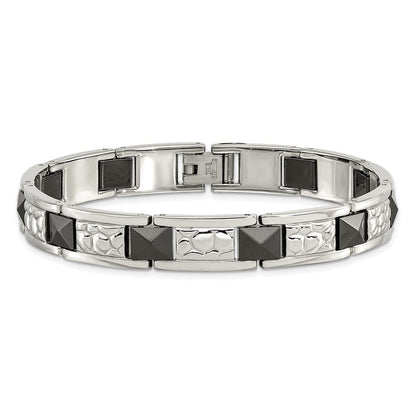 Edelstahl Chisel Poliert und Strukturiert Schwarz Ip-beschichtet 8.5 Zoll Glieder Armband