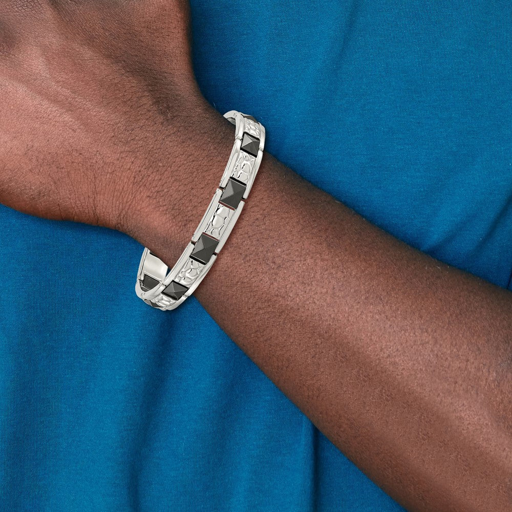 Edelstahl Chisel Poliert und Strukturiert Schwarz Ip-beschichtet 8.5 Zoll Glieder Armband