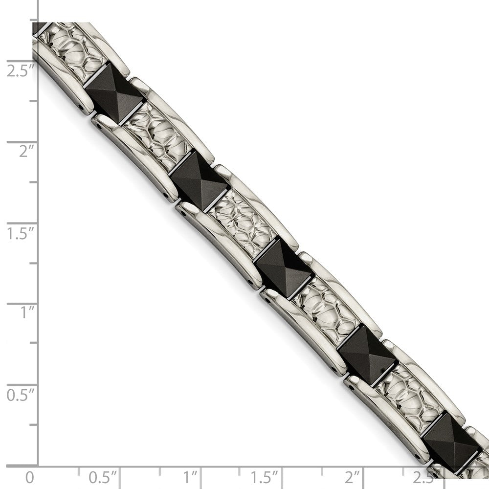 Edelstahl Chisel Poliert und Strukturiert Schwarz Ip-beschichtet 8.5 Zoll Glieder Armband