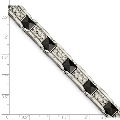 Edelstahl Chisel Poliert und Strukturiert Schwarz Ip-beschichtet 8.5 Zoll Glieder Armband