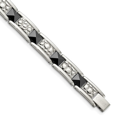 Edelstahl Chisel Poliert und Strukturiert Schwarz Ip-beschichtet 8.5 Zoll Glieder Armband