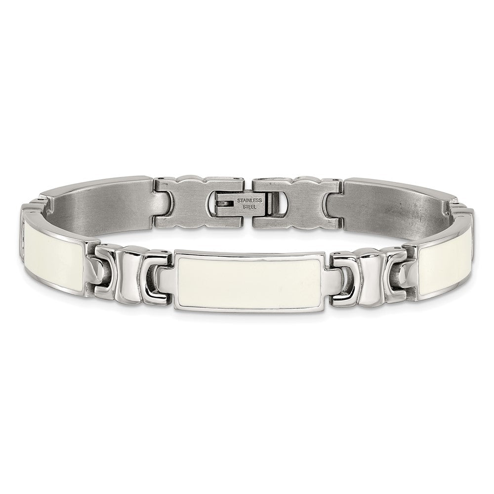 Edelstahl Poliert Weiß Emaille Glieder Gliederarmband