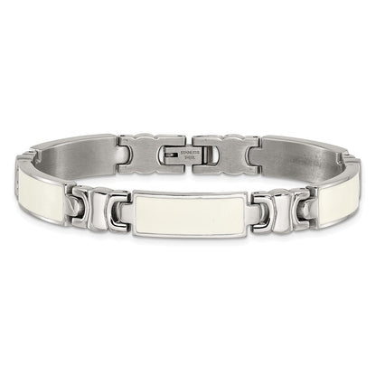 Edelstahl Poliert Weiß Emaille Glieder Gliederarmband