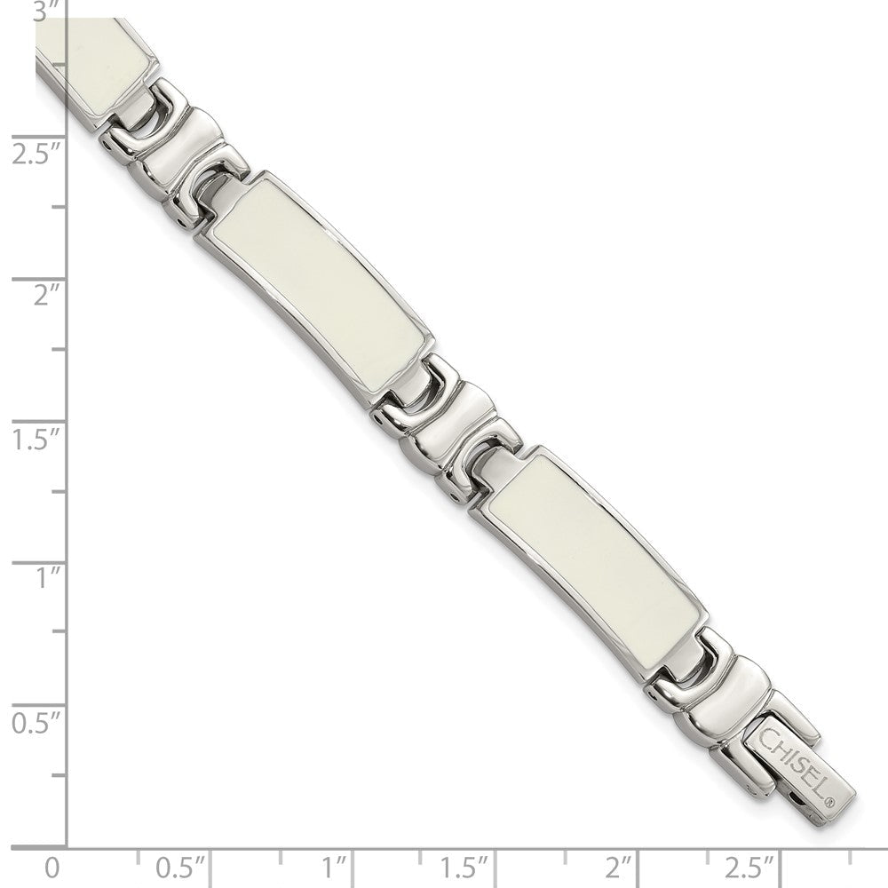 Edelstahl Poliert Weiß Emaille Glieder Gliederarmband