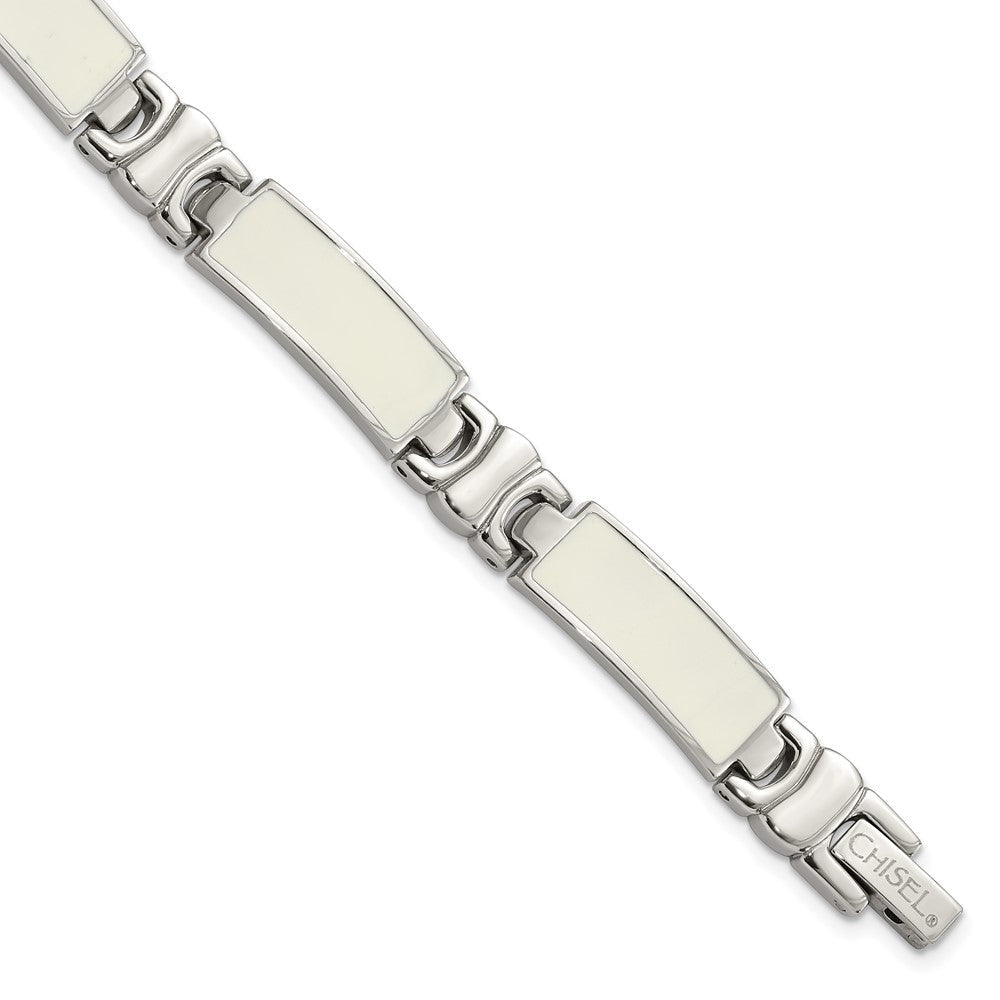 Edelstahl Poliert Weiß Emaille Glieder Gliederarmband