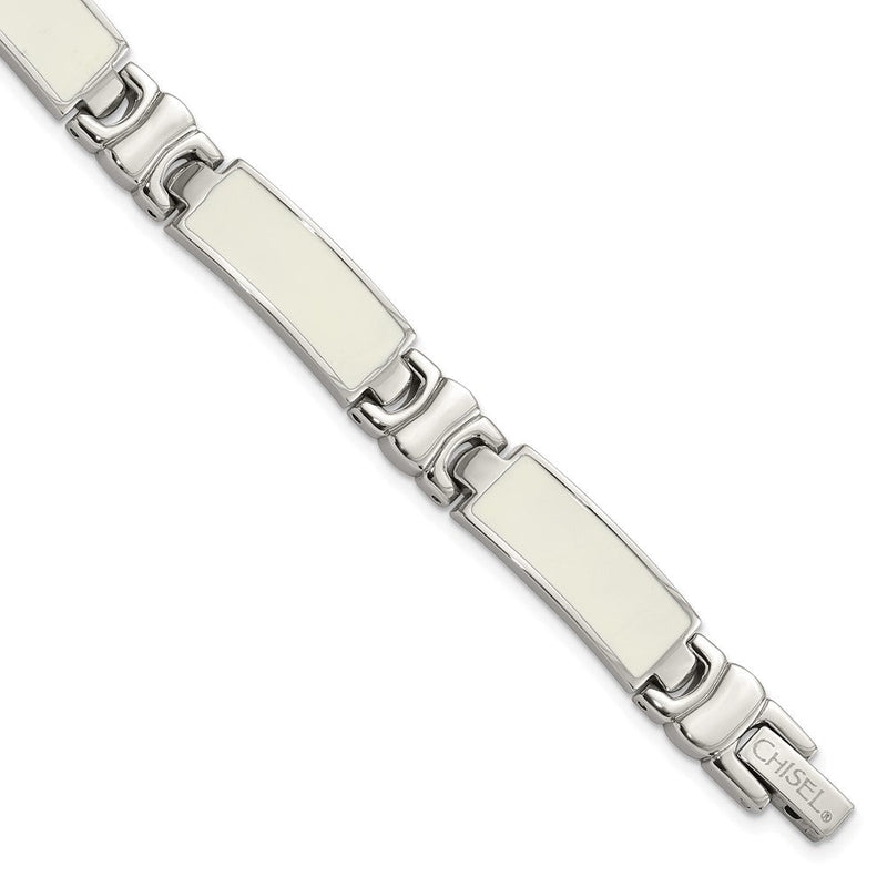 Edelstahl Poliert Weiß Emaille Glieder Gliederarmband