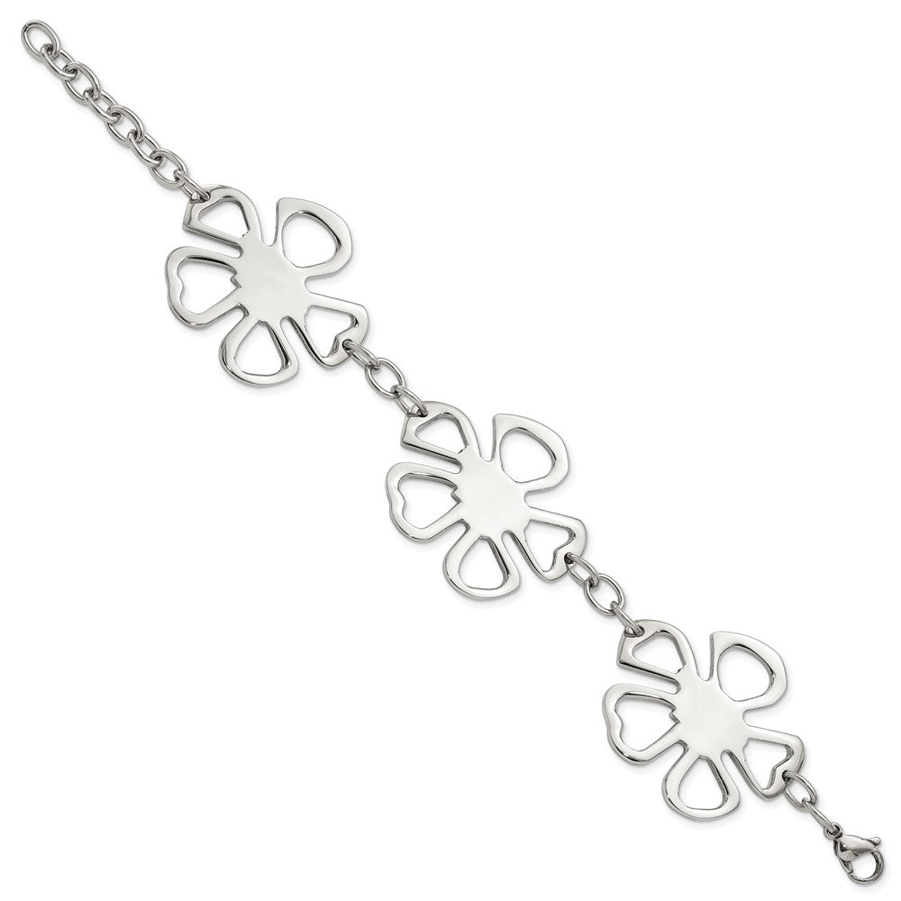 8 Zoll Edelstahl Poliert Blumen Armband