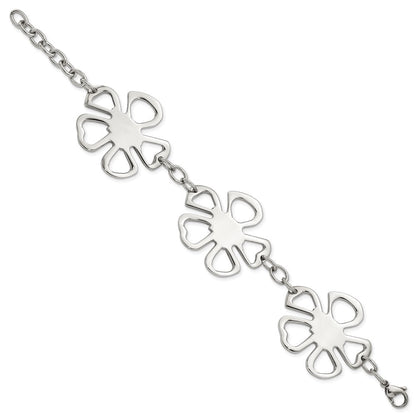 8 Zoll Edelstahl Poliert Blumen Armband