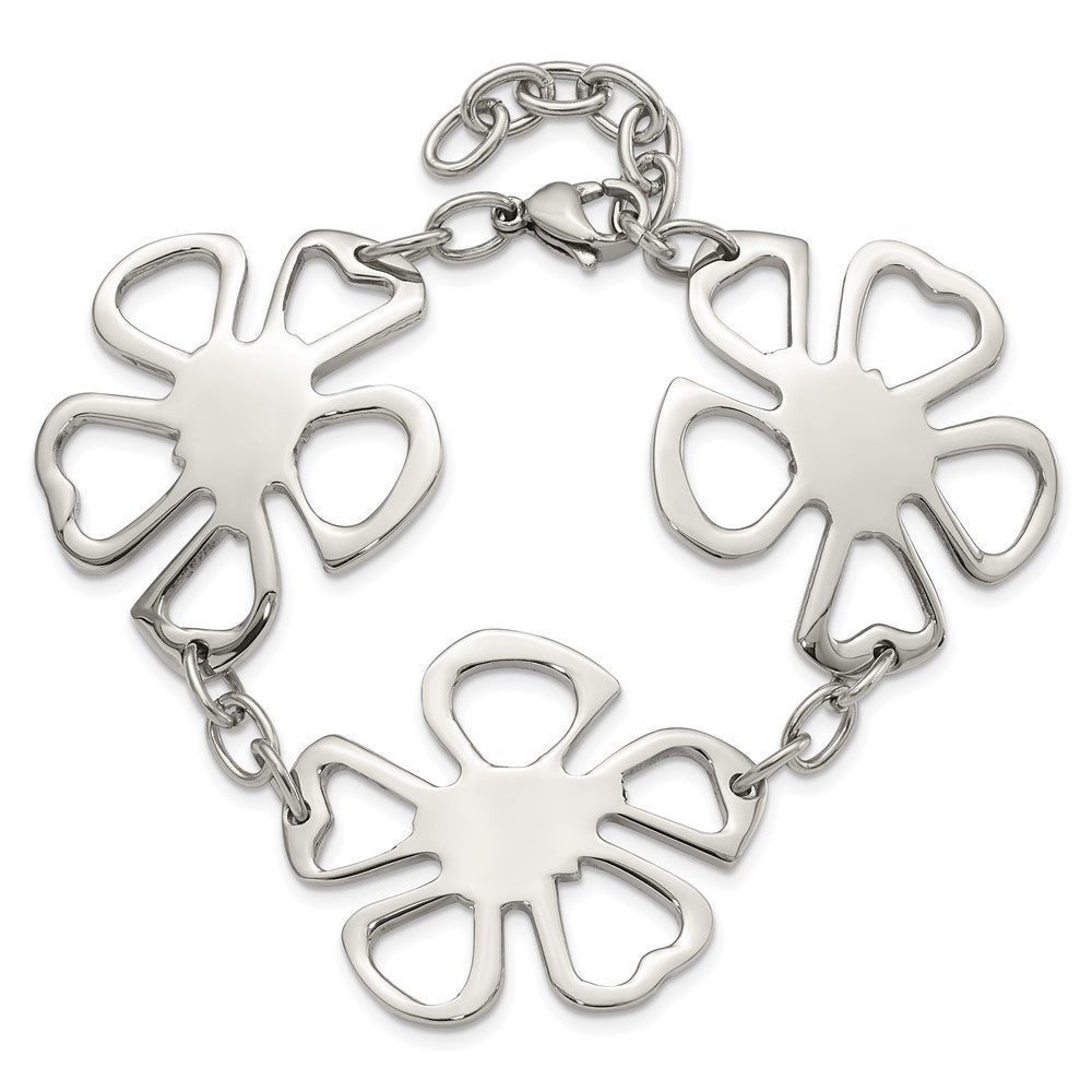 8 Zoll Edelstahl Poliert Blumen Armband