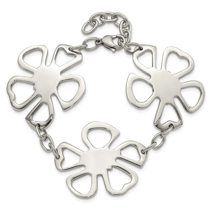 8 Zoll Edelstahl Poliert Blumen Armband