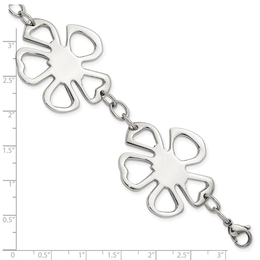 8 Zoll Edelstahl Poliert Blumen Armband