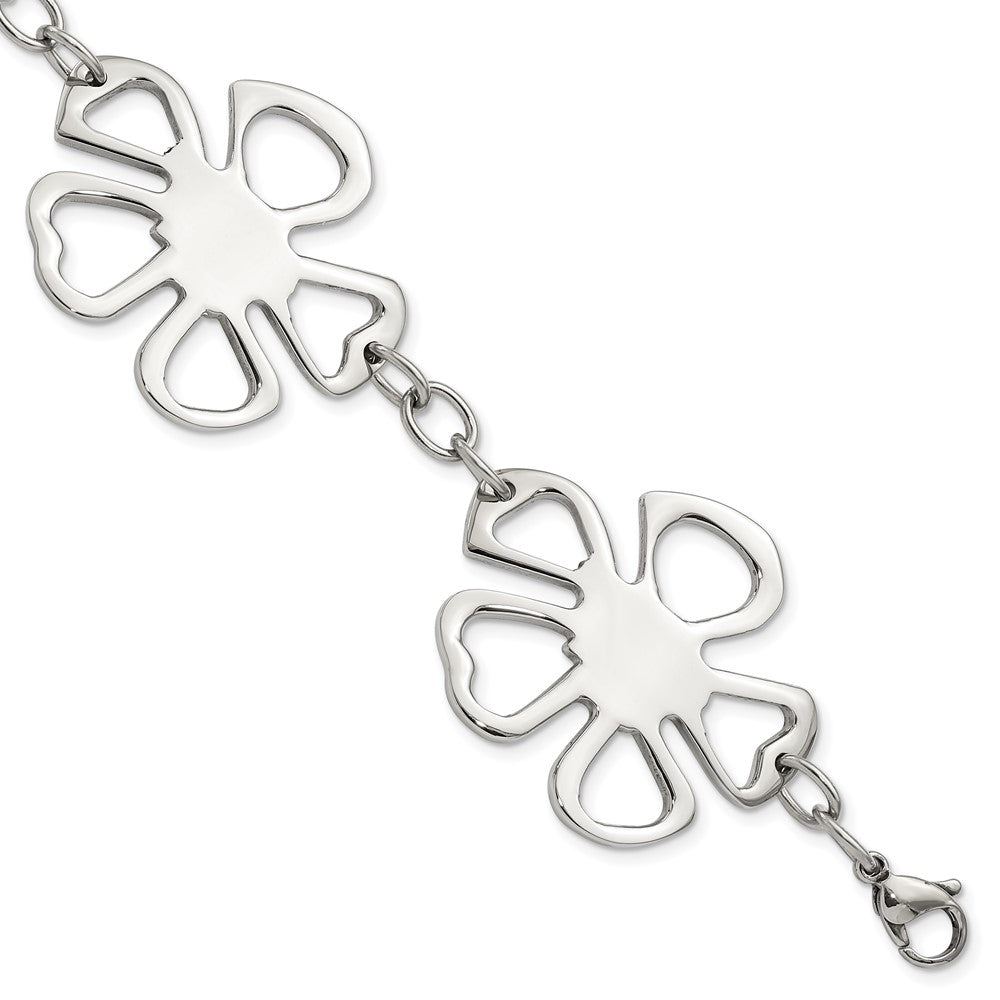 8 Zoll Edelstahl Poliert Blumen Armband
