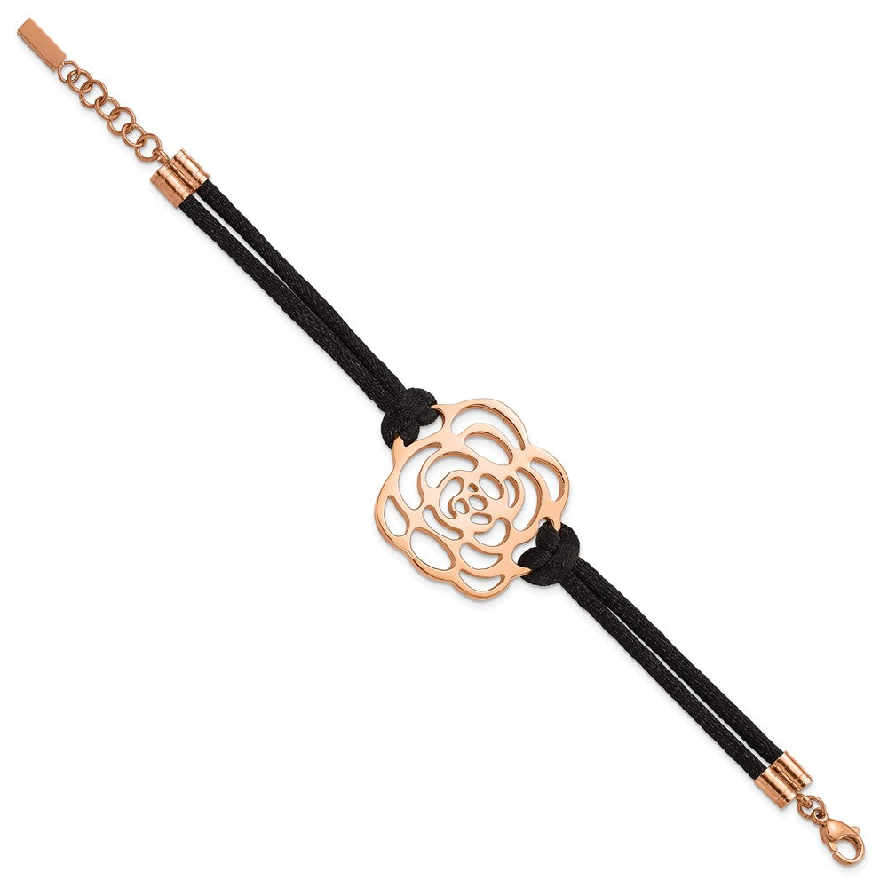 7.5 Zoll Edelstahl Poliert Rosa Ip-beschichtet Blume Mit.5 Zoll Verlängerung Armband