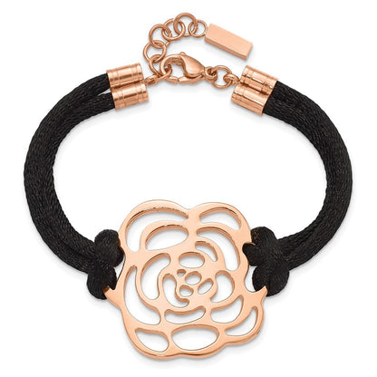 7.5 Zoll Edelstahl Poliert Rosa Ip-beschichtet Blume Mit.5 Zoll Verlängerung Armband