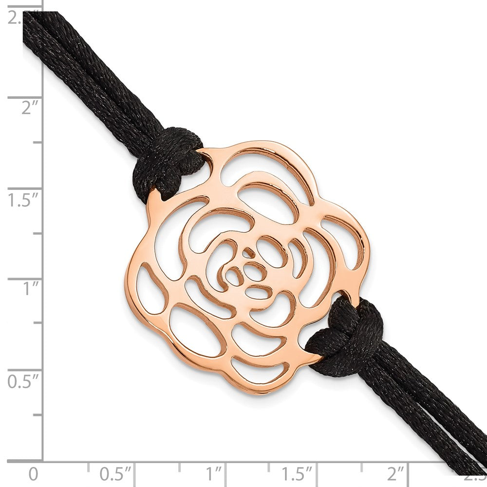 7.5 Zoll Edelstahl Poliert Rosa Ip-beschichtet Blume Mit.5 Zoll Verlängerung Armband