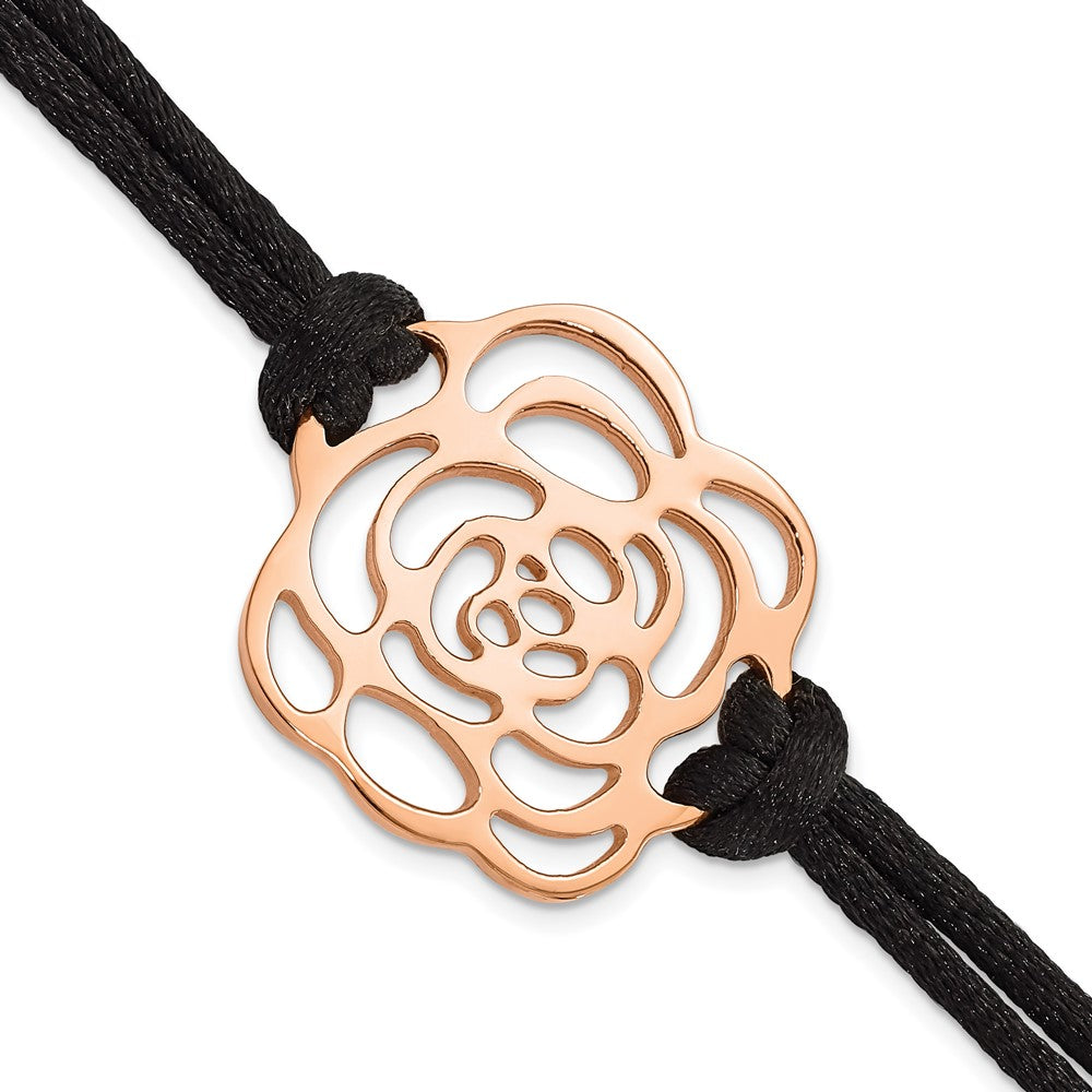 7.5 Zoll Edelstahl Poliert Rosa Ip-beschichtet Blume Mit.5 Zoll Verlängerung Armband