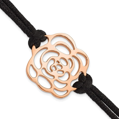7.5 Zoll Edelstahl Poliert Rosa Ip-beschichtet Blume Mit.5 Zoll Verlängerung Armband