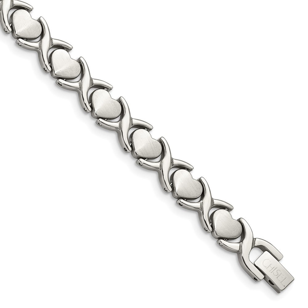 Edelstahl Chisel Gebürstet und Poliert Stampato Gliederarmband