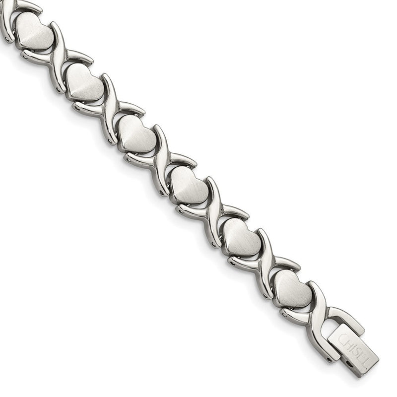 Edelstahl Chisel Gebürstet und Poliert Stampato Gliederarmband