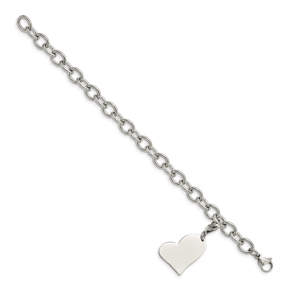 Edelstahl Chisel Poliert Glieder mit Herz Karabinerverschluss Charm 8 Zoll Armband