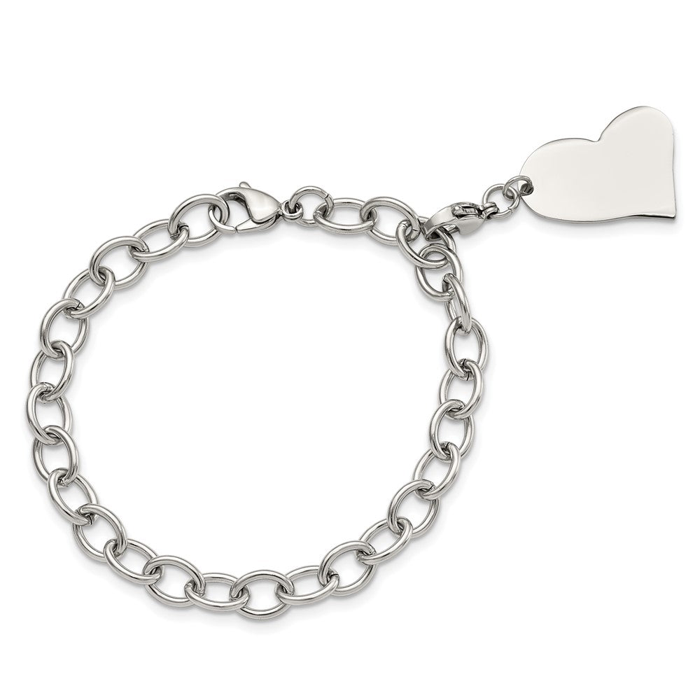 Edelstahl Chisel Poliert Glieder mit Herz Karabinerverschluss Charm 8 Zoll Armband