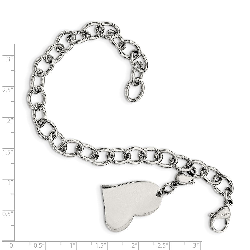 Edelstahl Chisel Poliert Glieder mit Herz Karabinerverschluss Charm 8 Zoll Armband