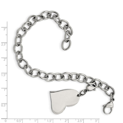 Edelstahl Chisel Poliert Glieder mit Herz Karabinerverschluss Charm 8 Zoll Armband