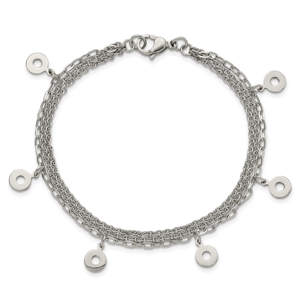 7.25 Zoll Edelstahl Poliert Multi-strand Kreise Armband