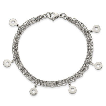 7.25 Zoll Edelstahl Poliert Multi-strand Kreise Armband