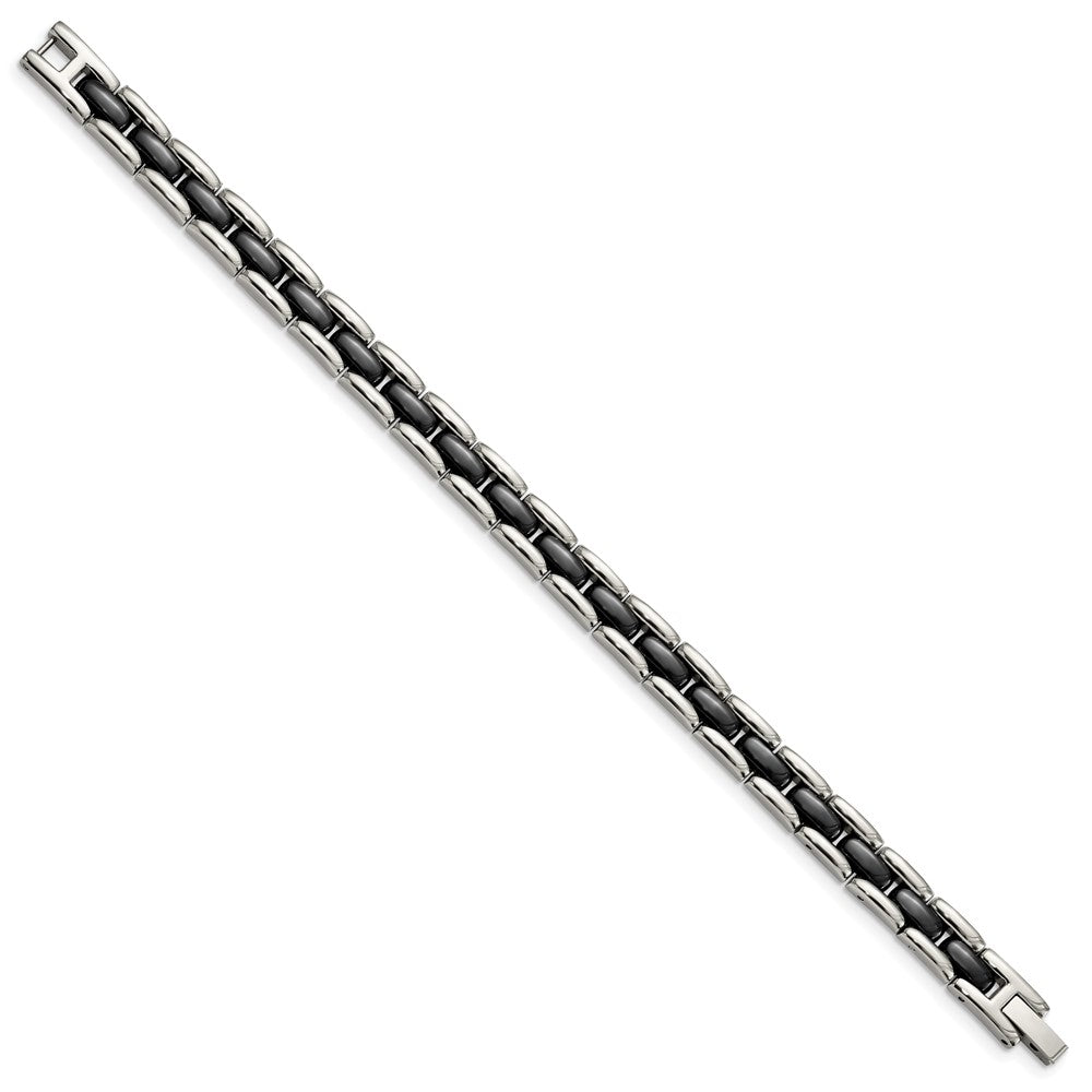 Edelstahl Chisel Poliert mit Schwarz Keramik 8 Zoll Glieder Armband