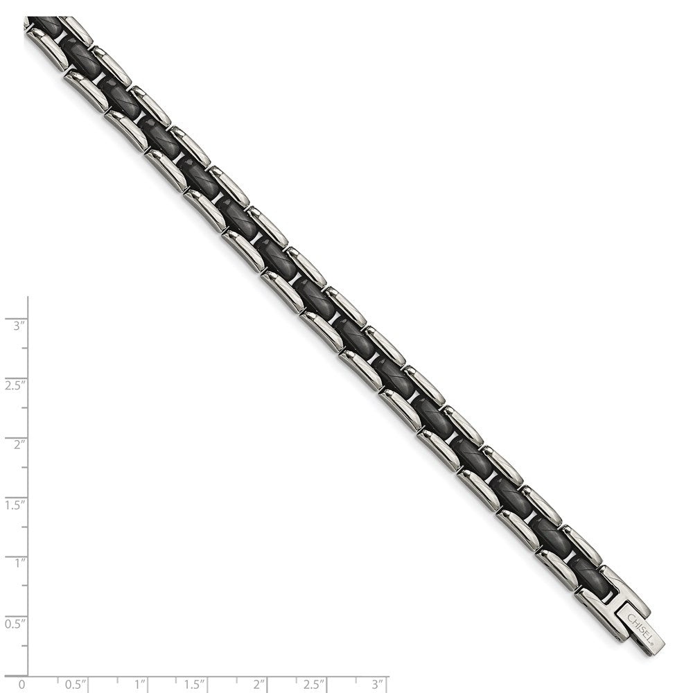 Edelstahl Chisel Poliert mit Schwarz Keramik 8 Zoll Glieder Armband