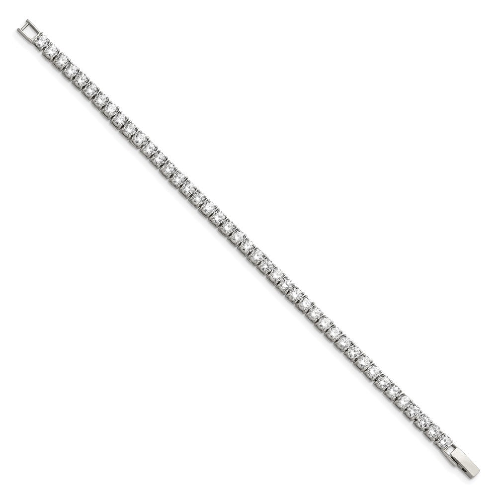 Edelstahl Chisel Poliert Zirkonia 7.5 Zoll Tennis Armband