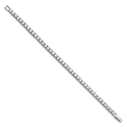 Edelstahl Chisel Poliert Zirkonia 7.5 Zoll Tennis Armband