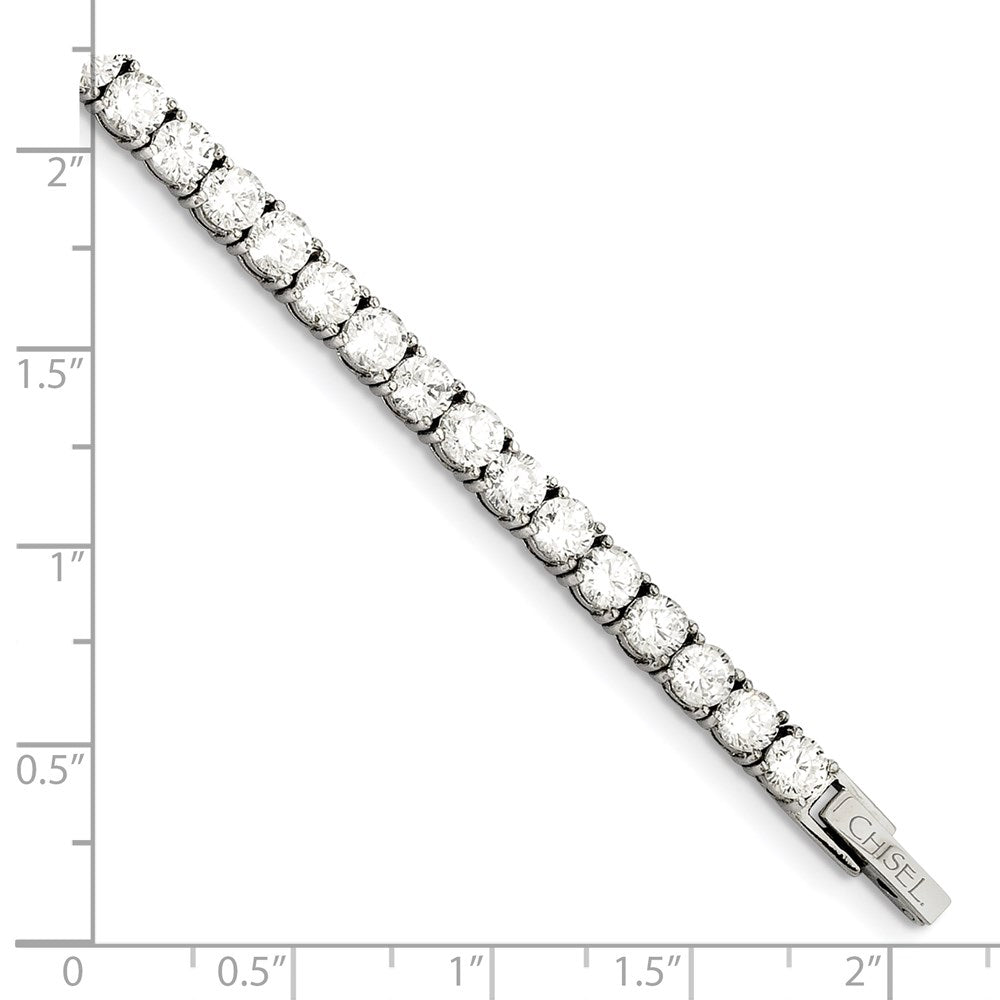 Edelstahl Chisel Poliert Zirkonia 7.5 Zoll Tennis Armband
