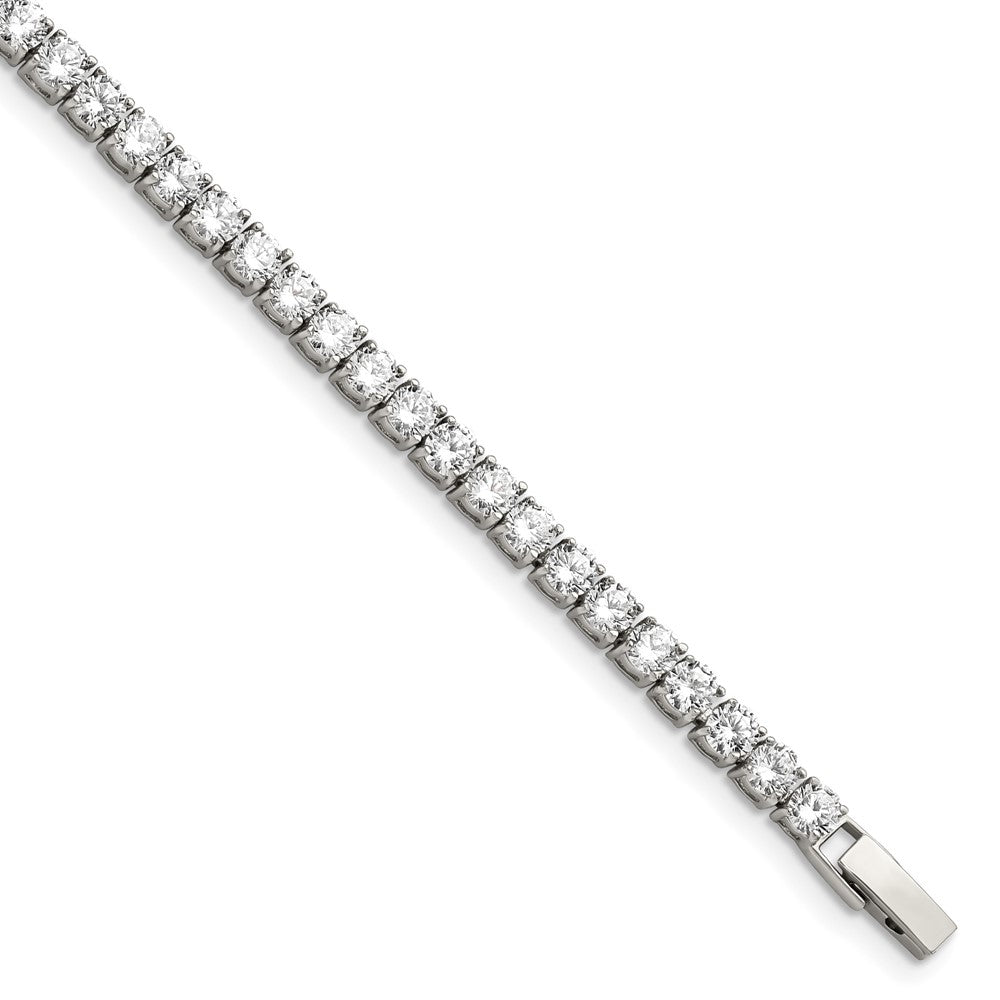 Edelstahl Chisel Poliert Zirkonia 7.5 Zoll Tennis Armband